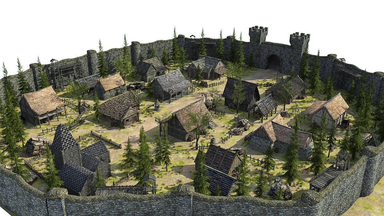 Medieval Fantasy Town Low-poly 3D model_24
