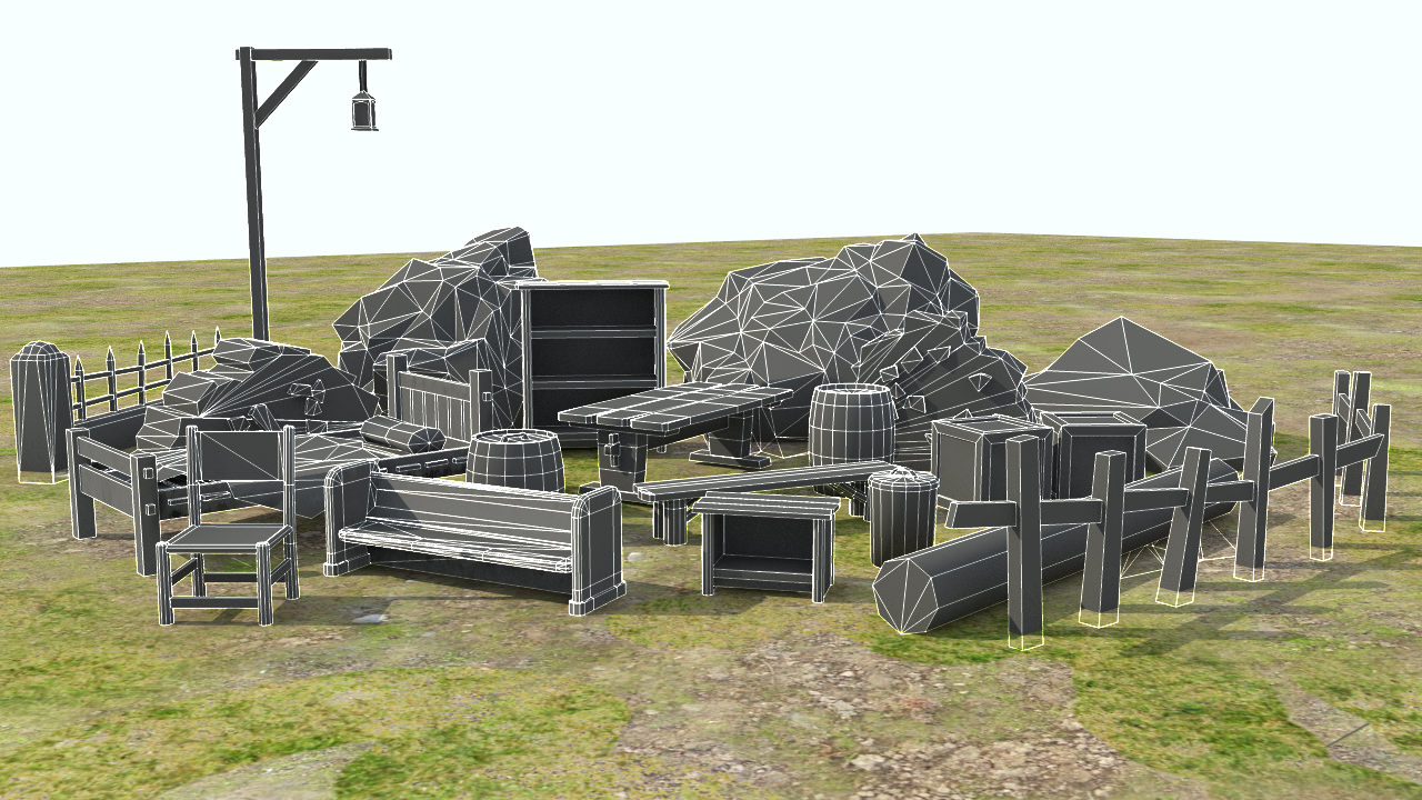 Medieval Fantasy Town Low-poly 3D model_52