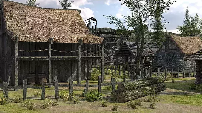 Medieval Fantasy Town Low-poly 3D model 6
