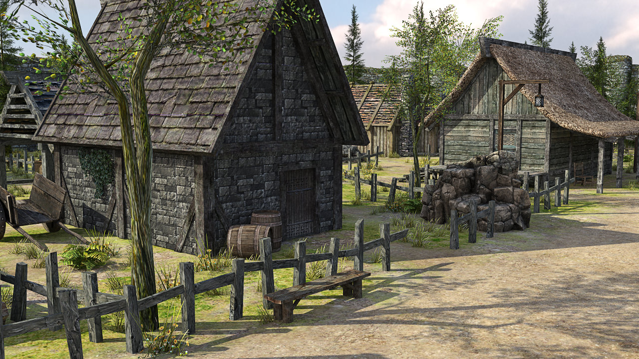 Medieval Fantasy Town Low-poly 3D model_3