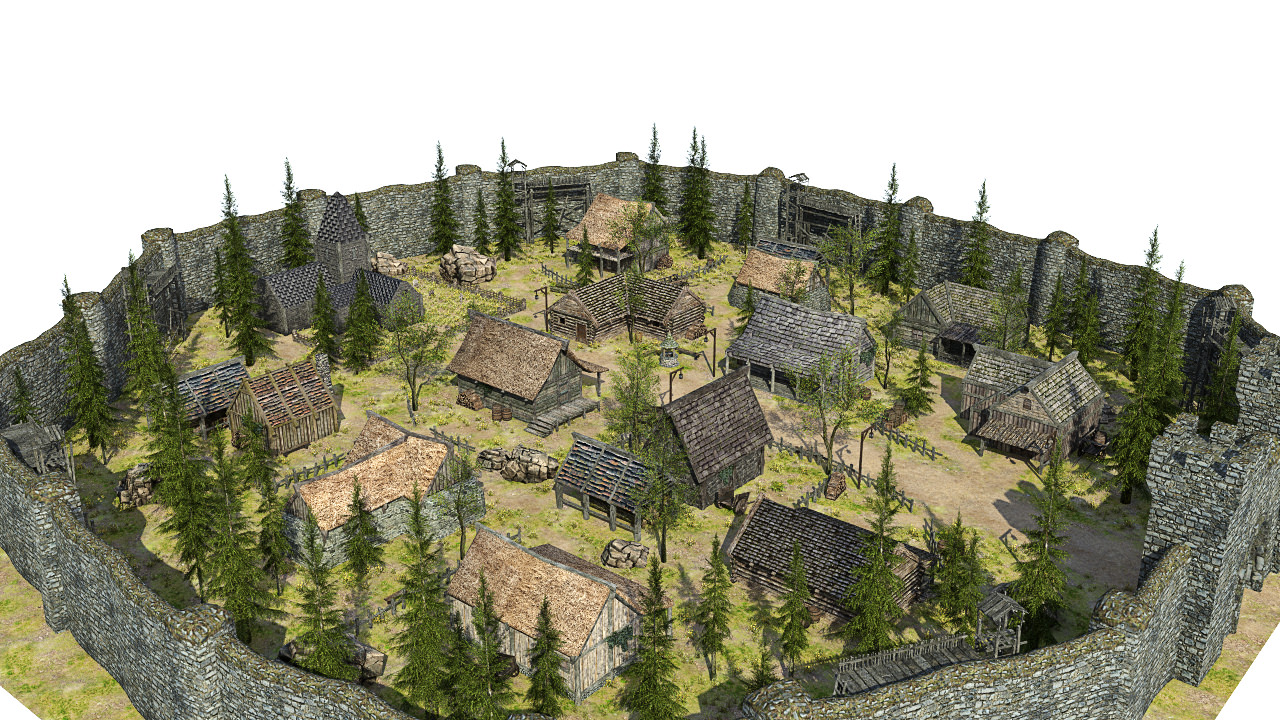 Medieval Fantasy Town Low-poly 3D model_21