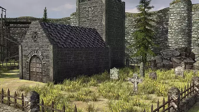 Medieval Fantasy Town Low-poly 3D model 5