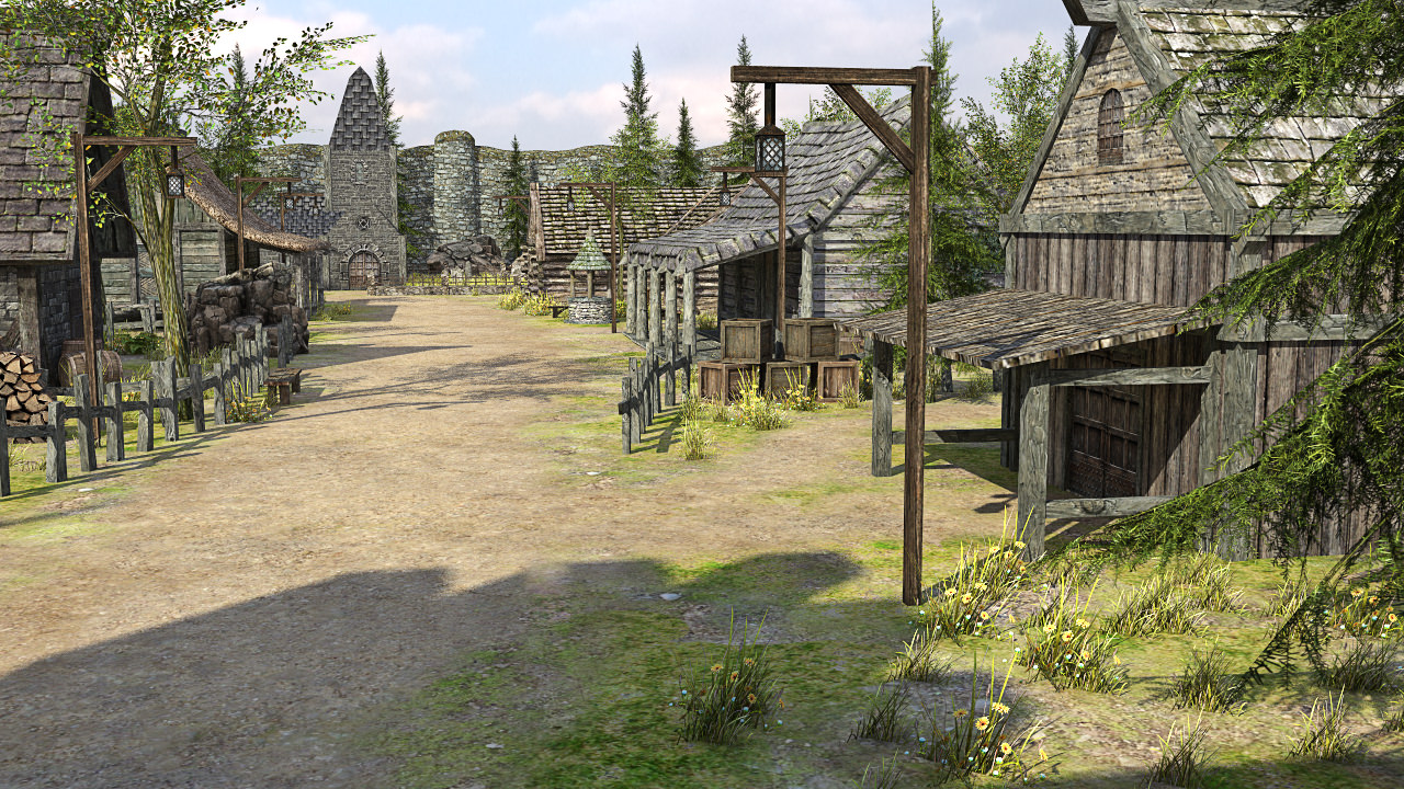 Medieval Fantasy Town Low-poly 3D model_8