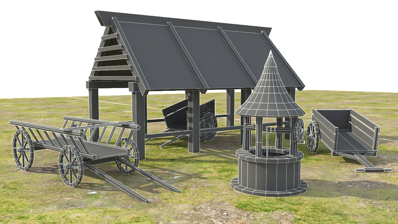 Medieval Fantasy Town Low-poly 3D model_53