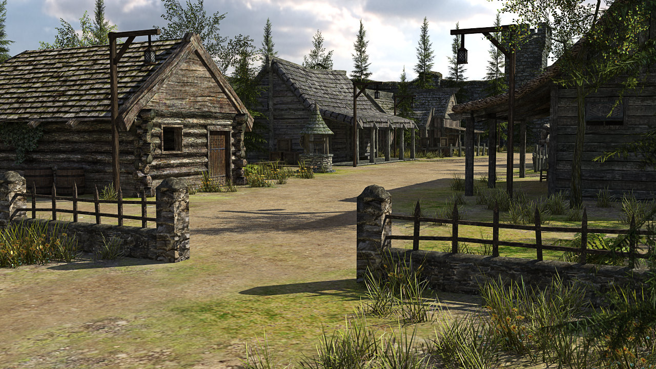 Medieval Fantasy Town Low-poly 3D model_7