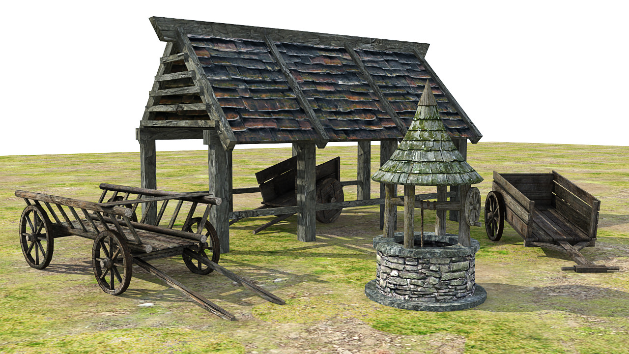 Medieval Fantasy Town Low-poly 3D model_54