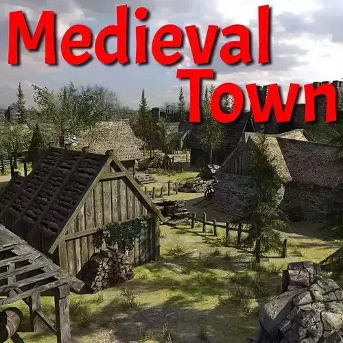 Medieval Fantasy Town Low-poly 3D model