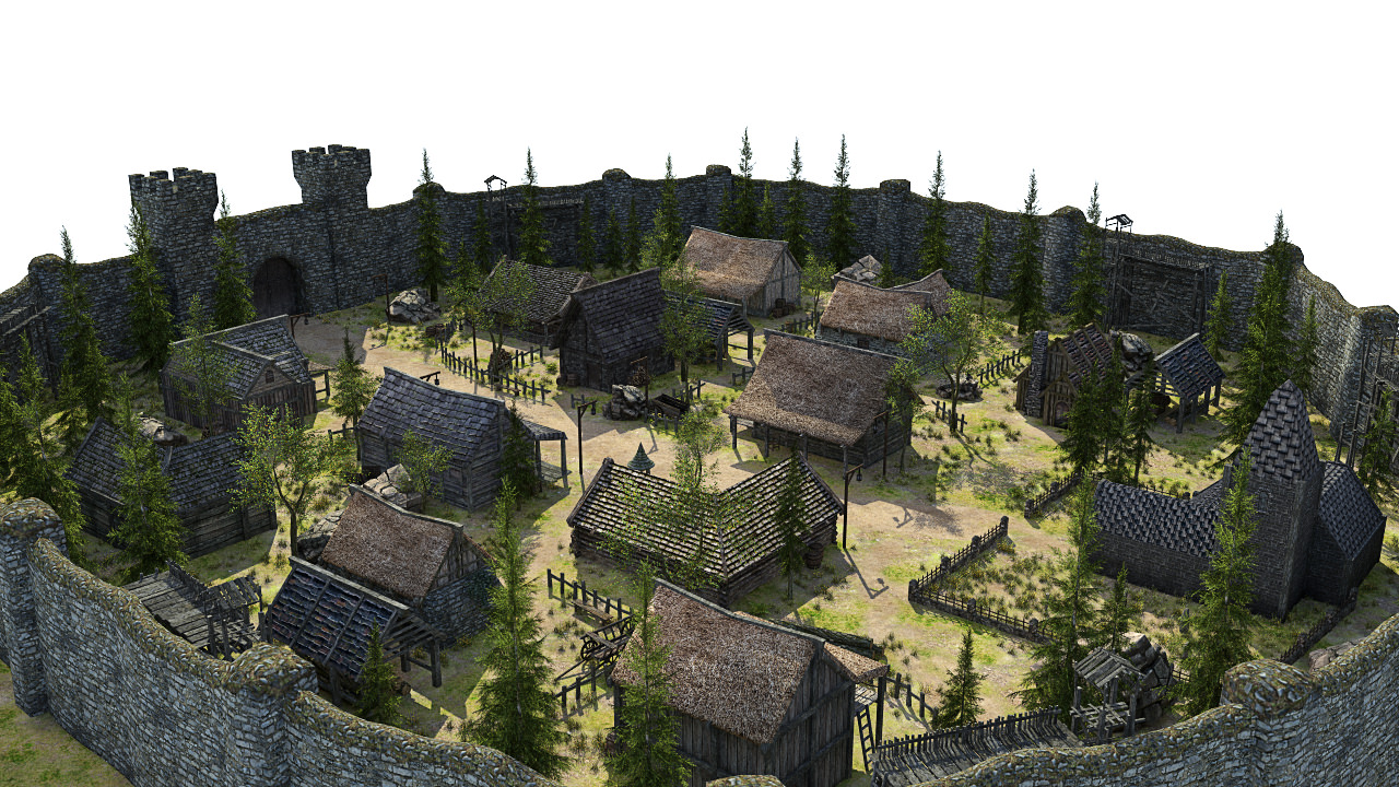 Medieval Fantasy Town Low-poly 3D model_25
