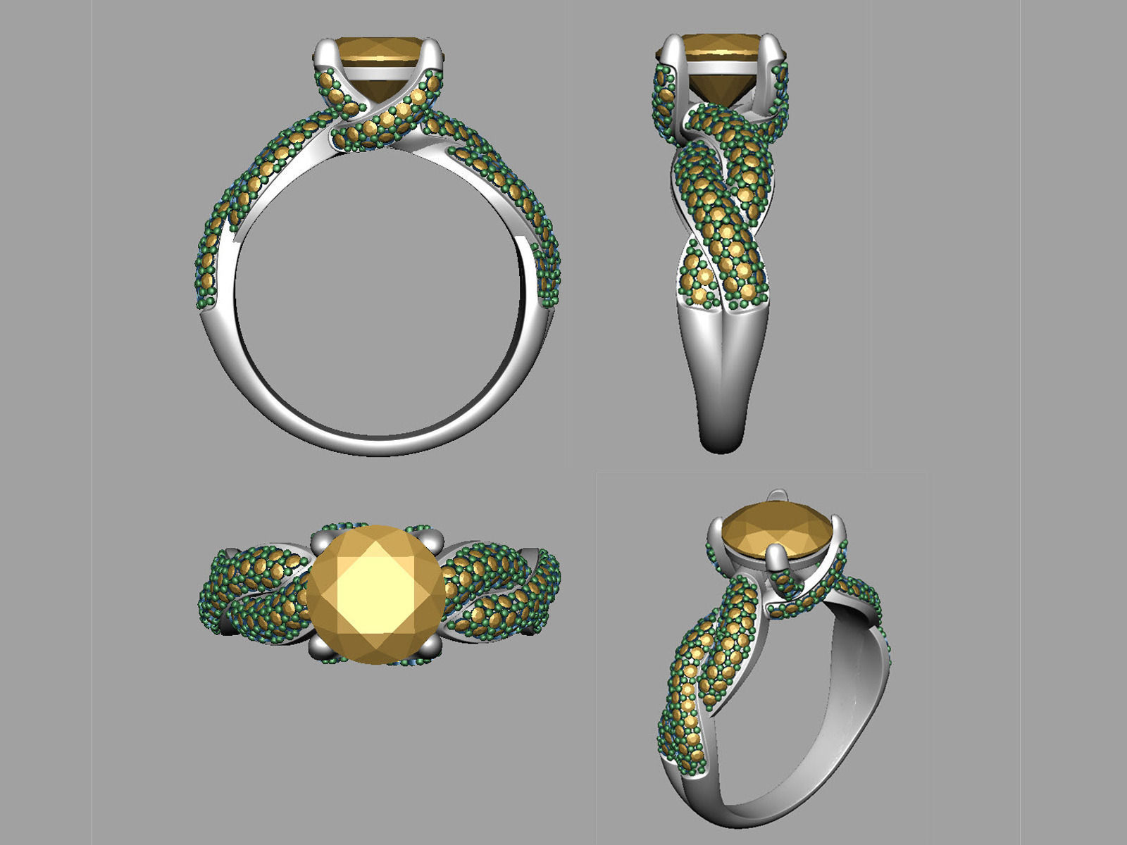 Engagement ring set 0078 3D print model_11
