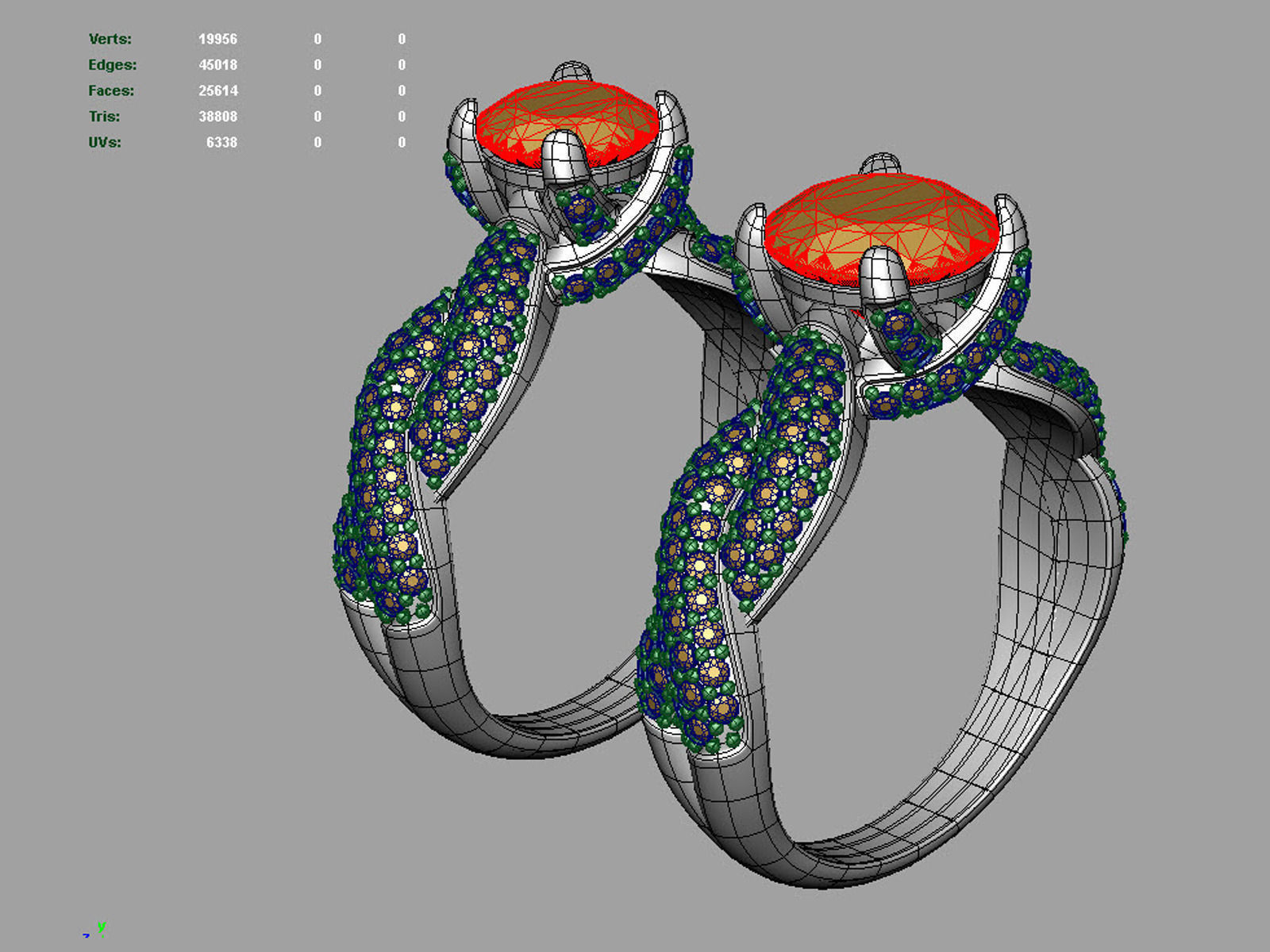 Engagement ring set 0078 3D print model_12