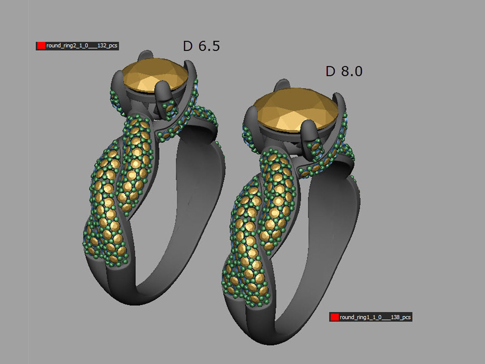 Engagement ring set 0078 3D print model_9