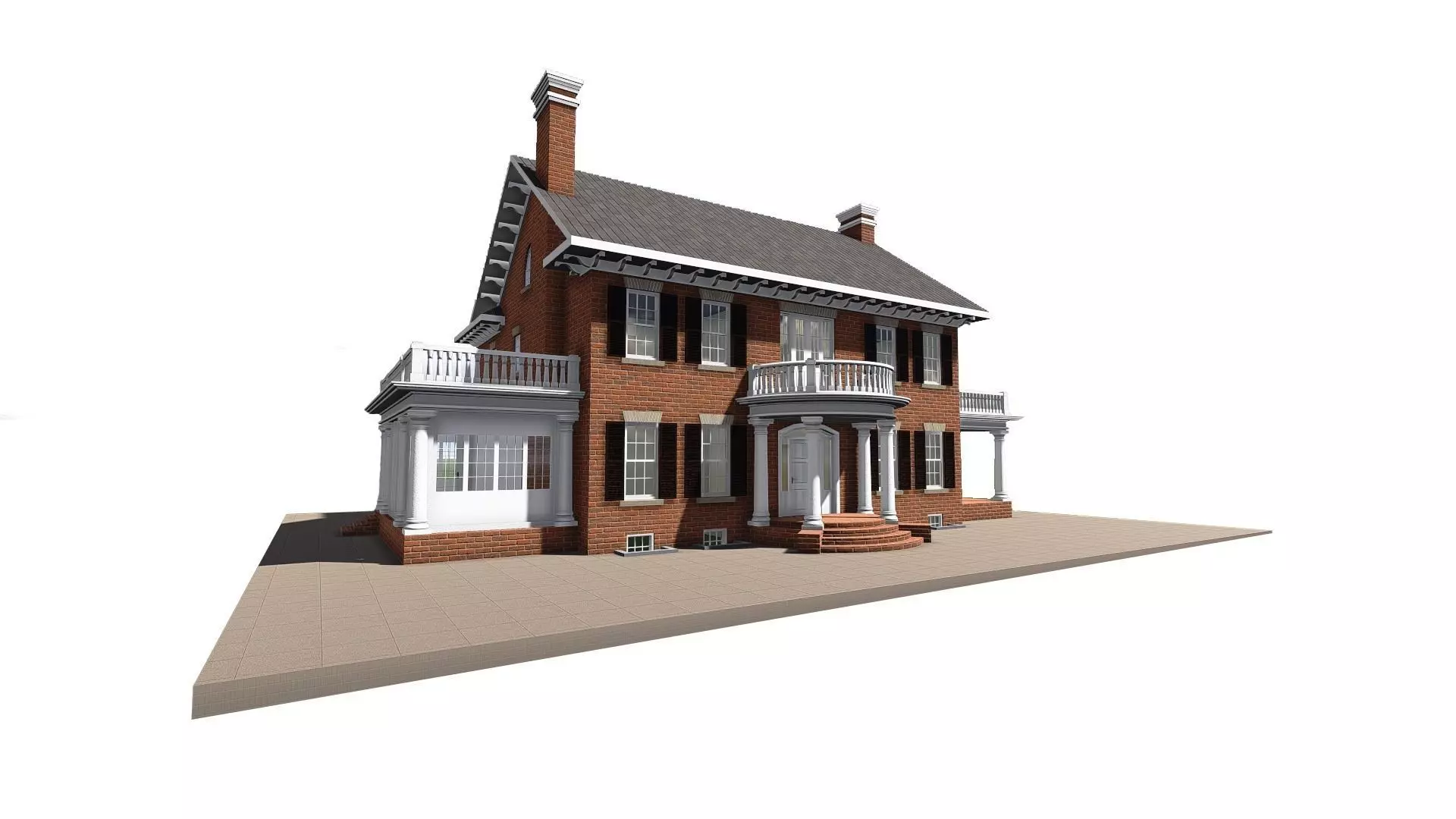 Old Brick House Low-poly 3D model