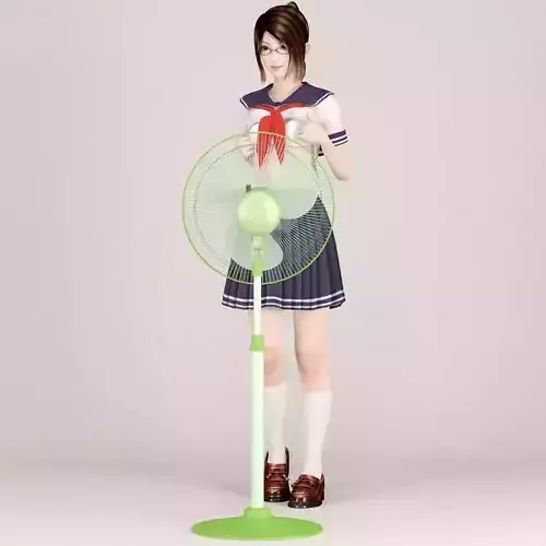 Natsumi schoolgirl pose 09 3D model