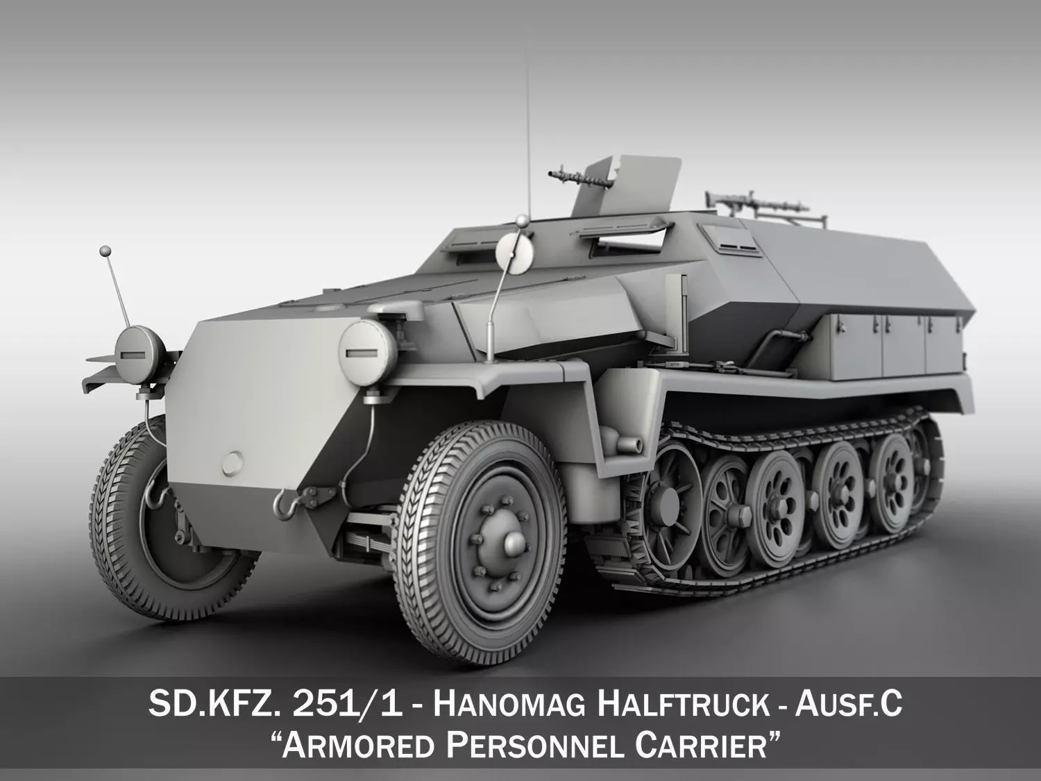 SD KFZ 251 1 - Ausf C - Hanomag Halftruck 3D model_0