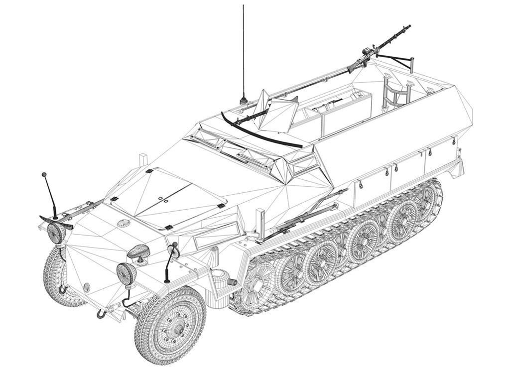 SD KFZ 251 1 - Ausf C - Hanomag Halftruck 3D model_12