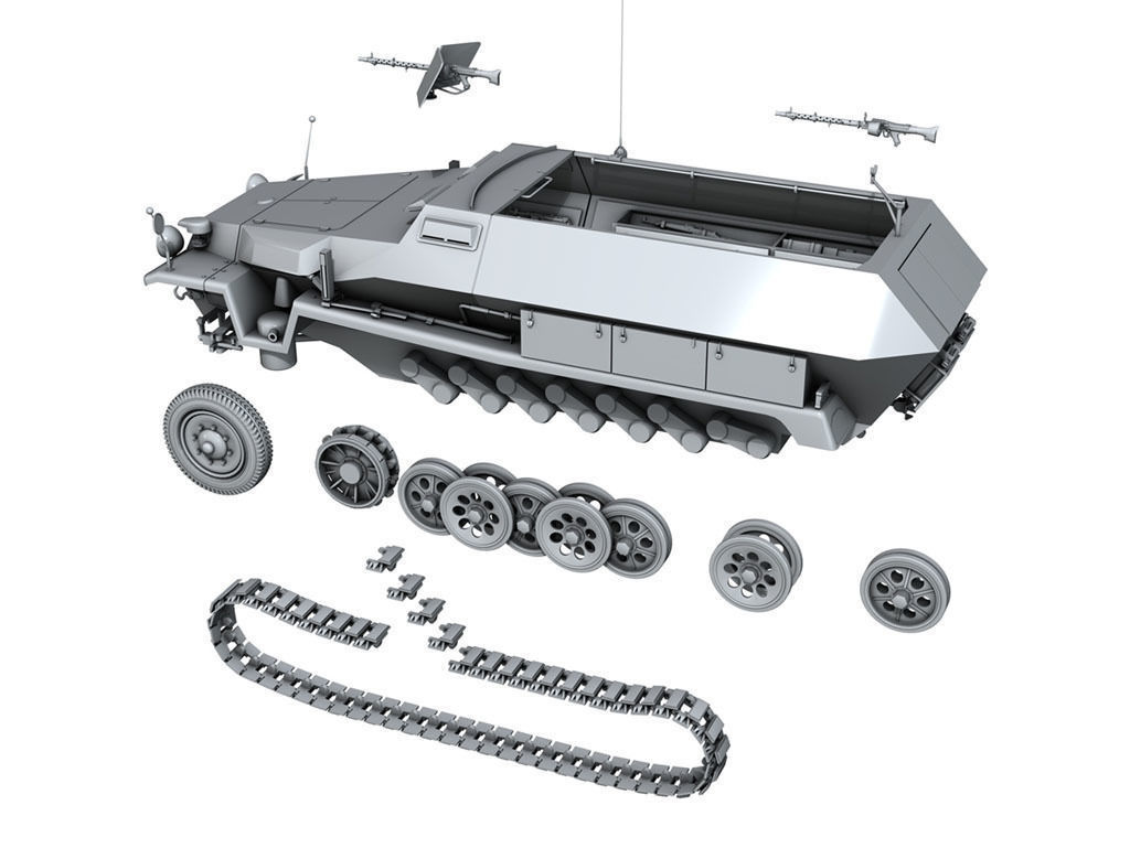 SD KFZ 251 1 - Ausf C - Hanomag Halftruck 3D model_10