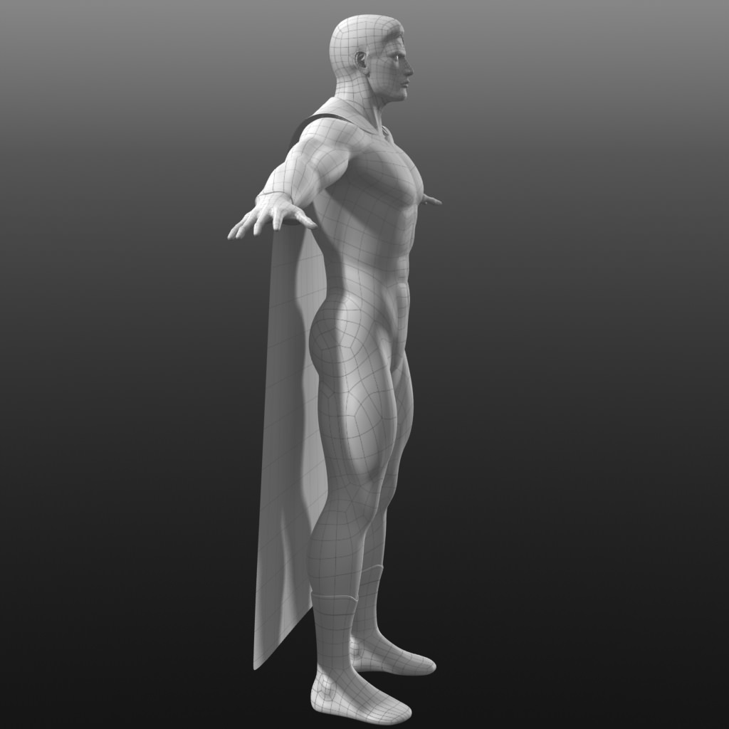 Man of Steel Costume Low-poly 3D model_6
