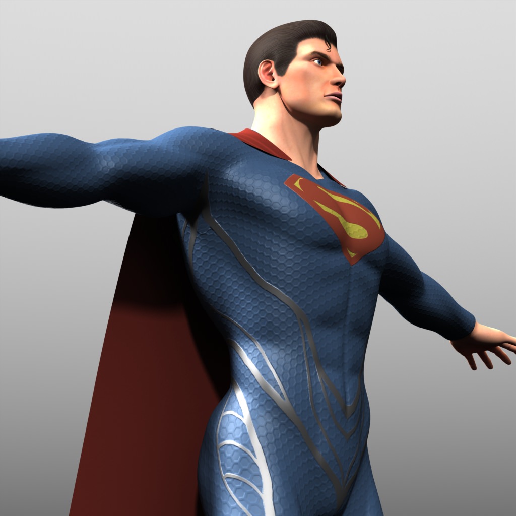 Man of Steel Costume Low-poly 3D model_1