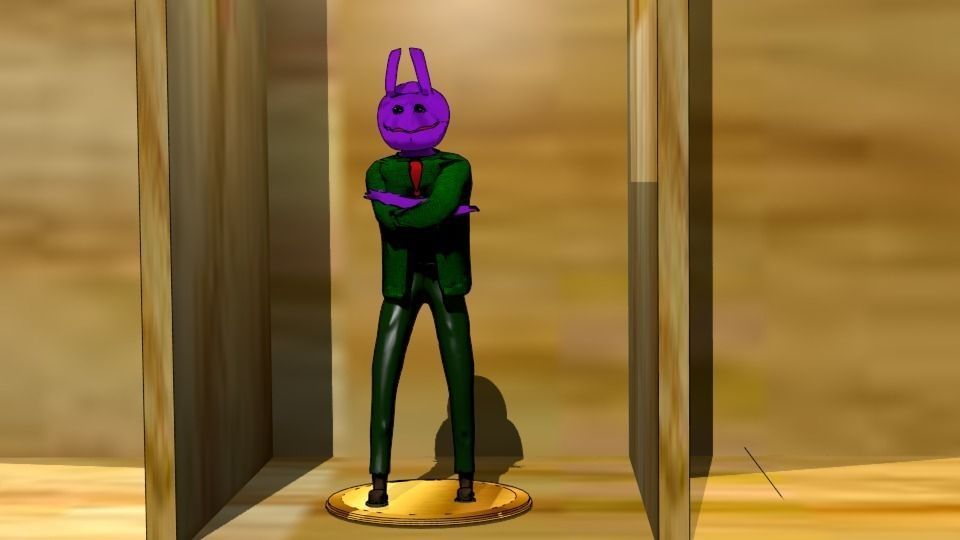 Purple creature with green jacket Free 3D model