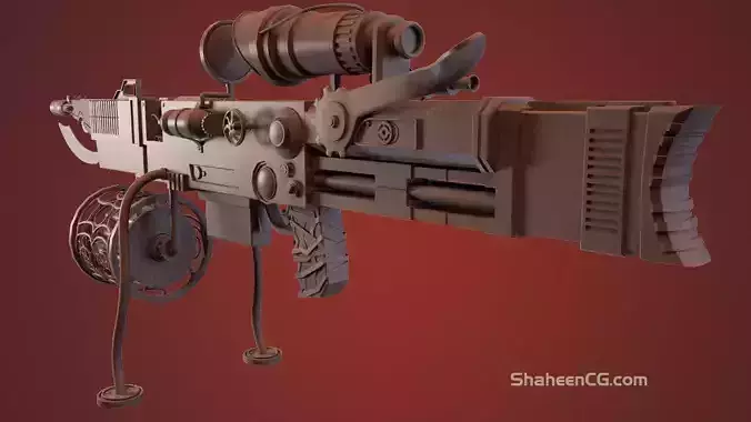 Highpoly Steampunk Rifle  Free 3D model