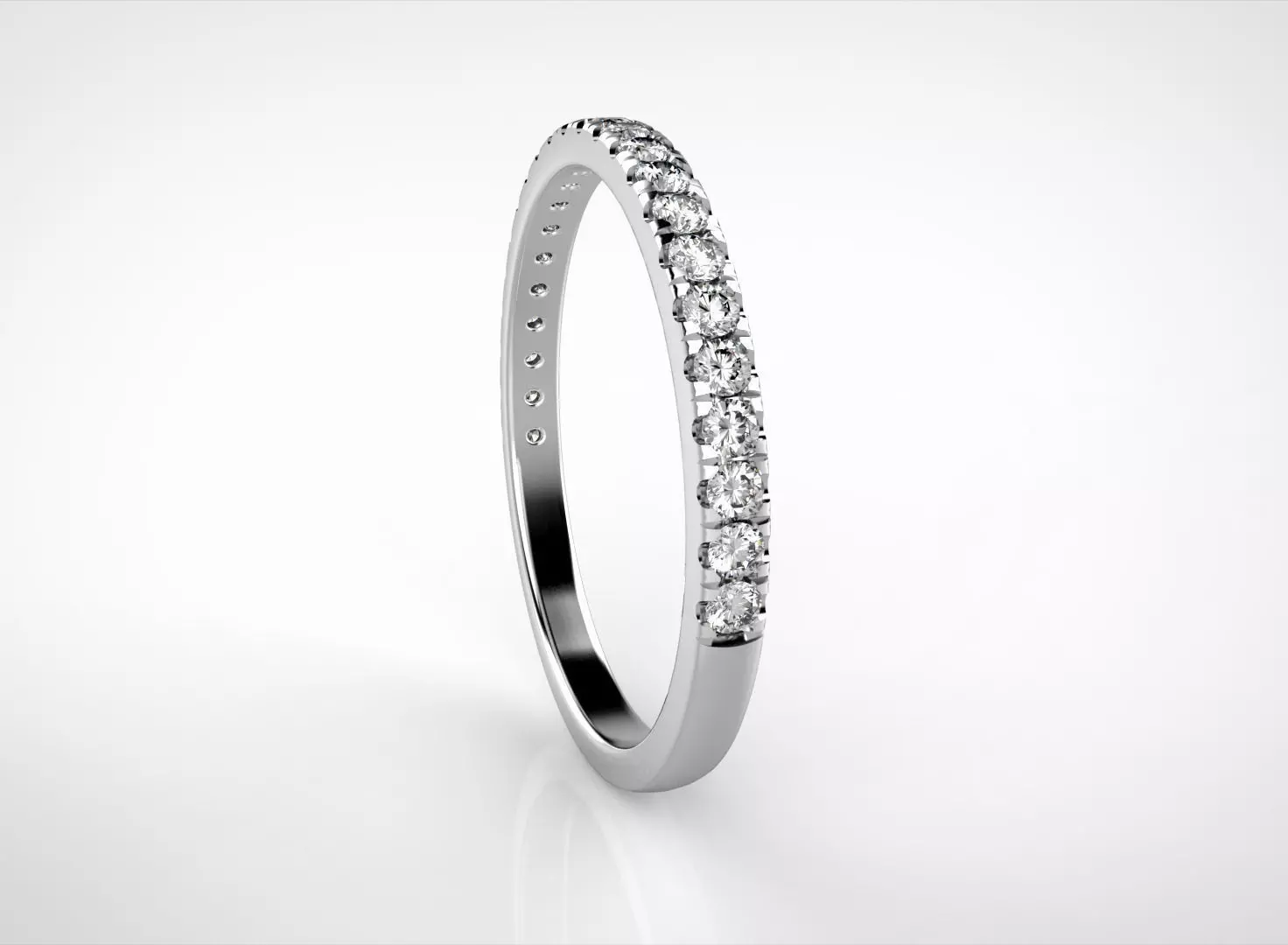 One row diamonds wedding ring Free 3D print model_0