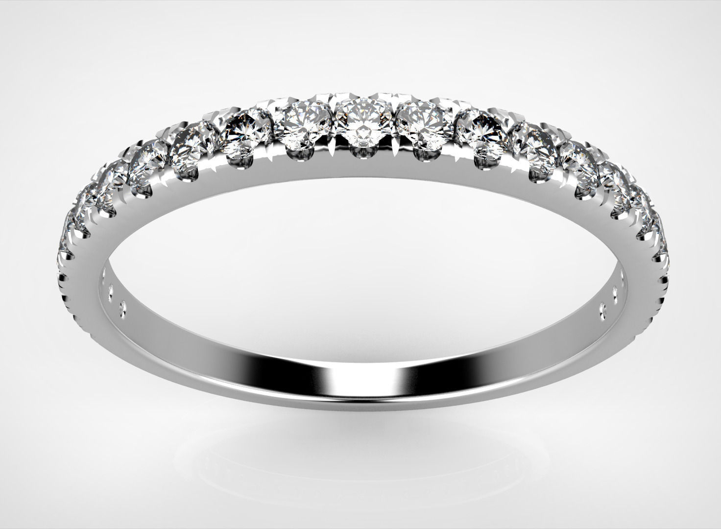 One row diamonds wedding ring Free 3D print model_1