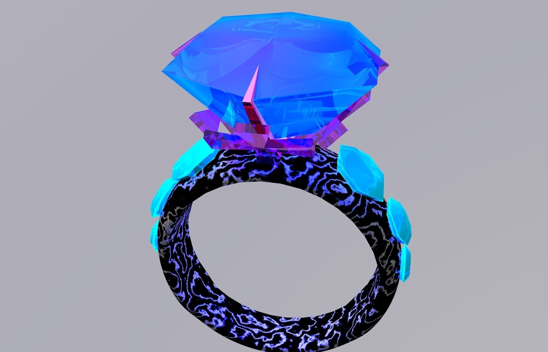 gemstone ring Low-poly 3D model_1