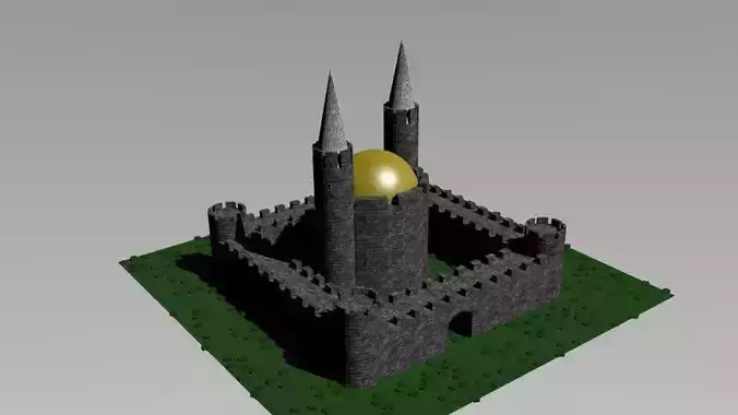 castle with golden dome 3D model