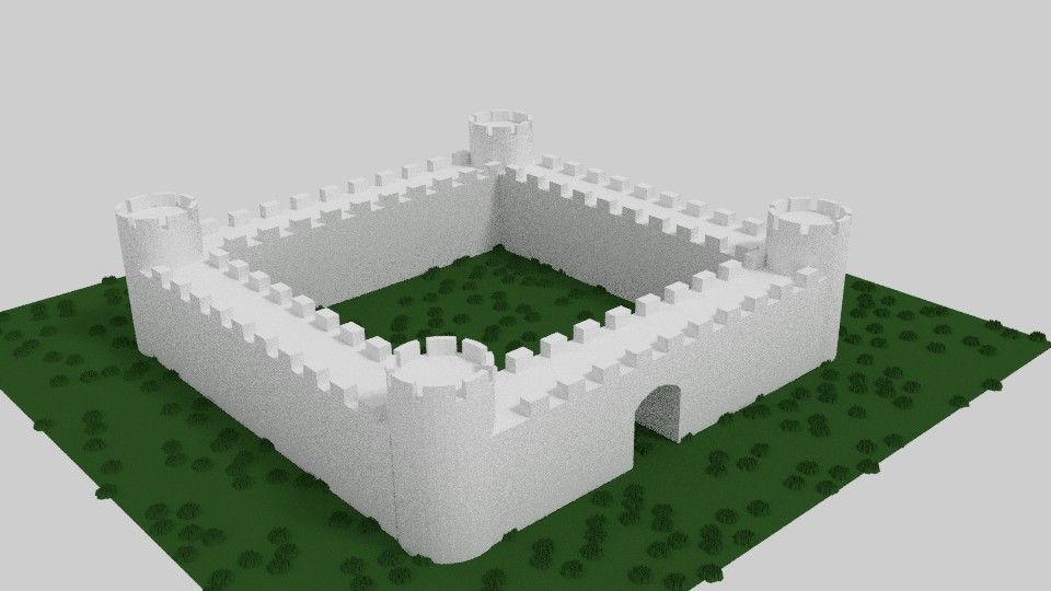 castle with golden dome 3D model_4