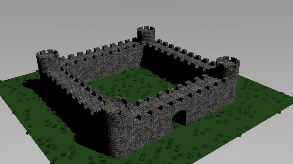 castle with golden dome 3D model_3