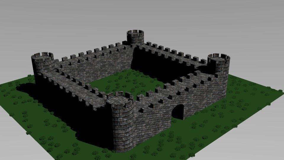 castle with golden dome 3D model_2