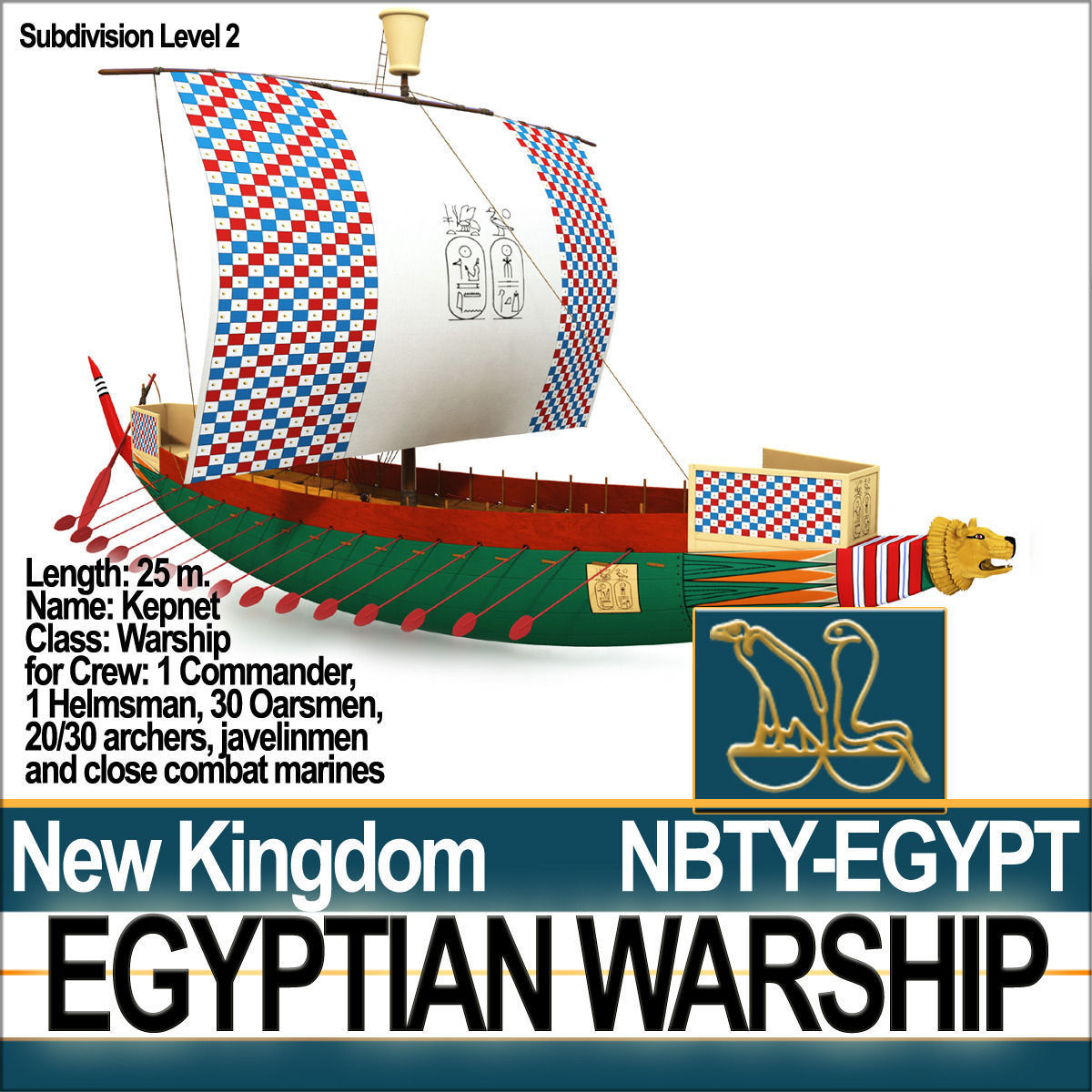 Ancient Egypt Warship Kepnet NK 3D model_2