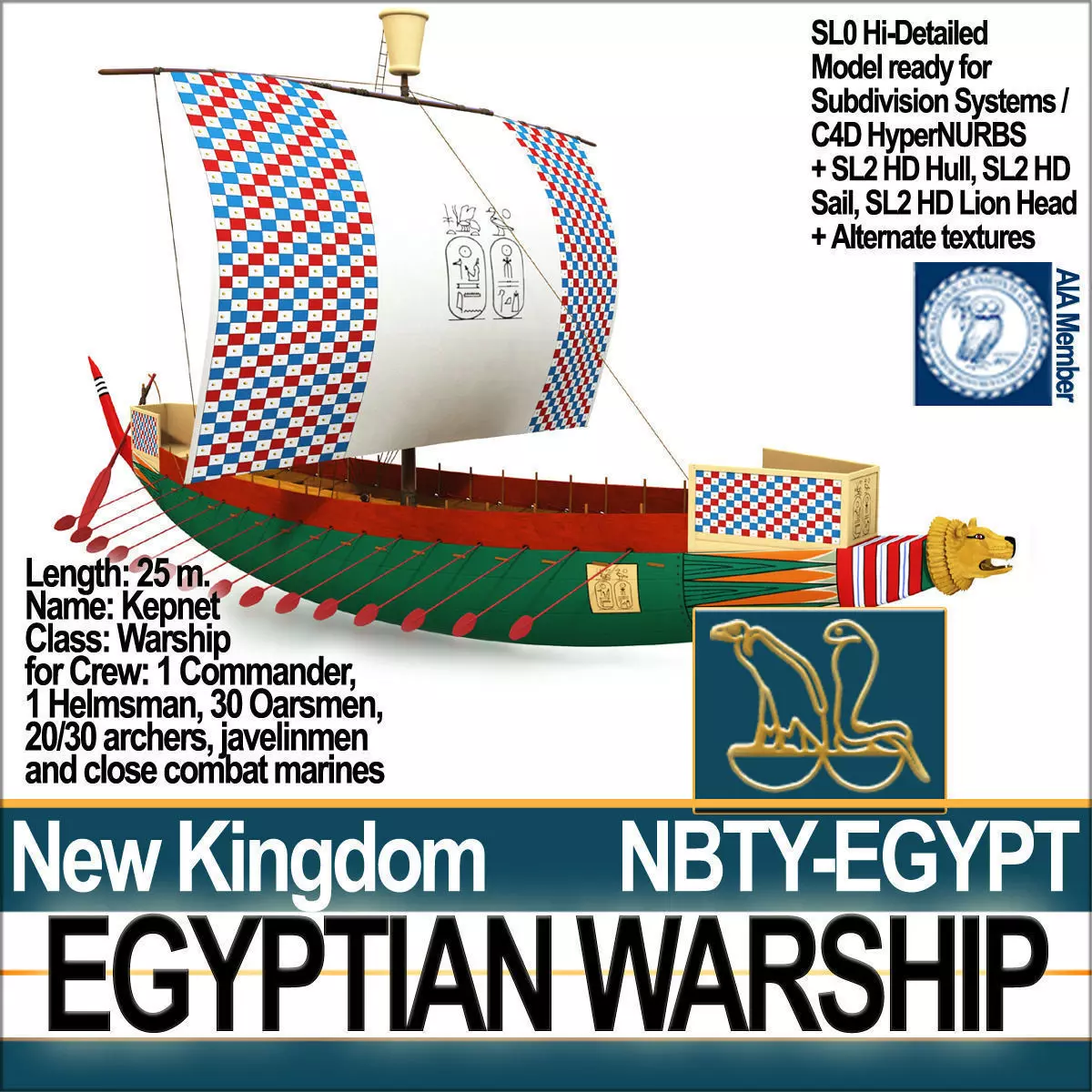 Ancient Egypt Warship Kepnet NK 3D model_0