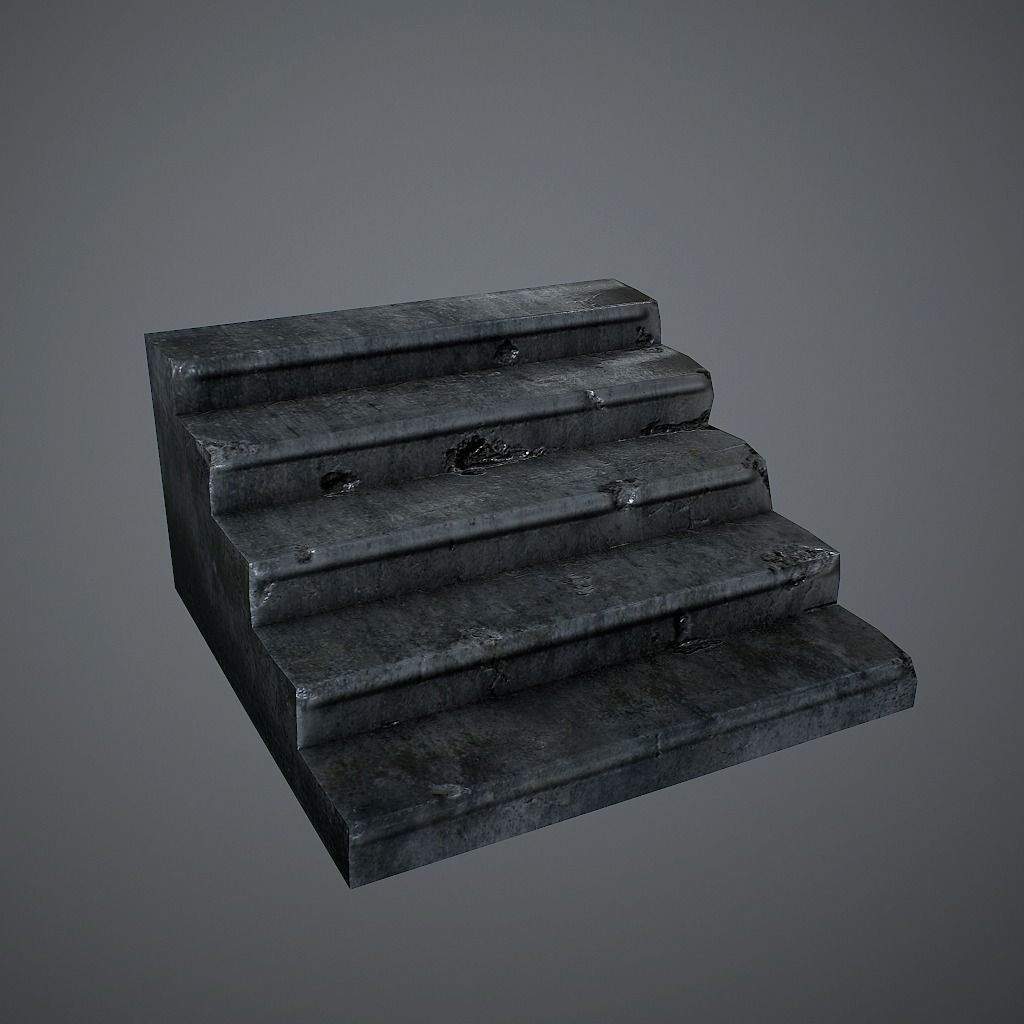 Old Stairs Low-poly 3D model_1