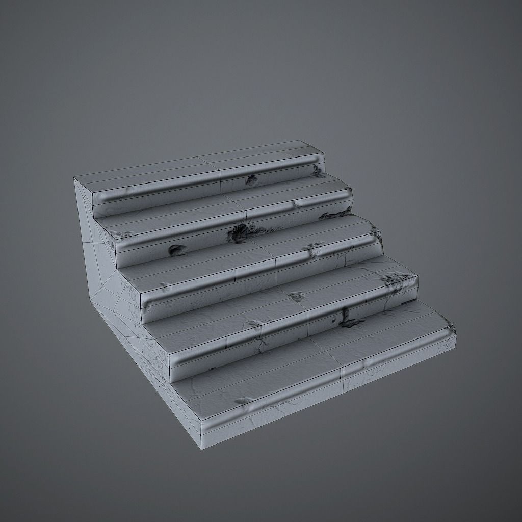 Old Stairs Low-poly 3D model_7