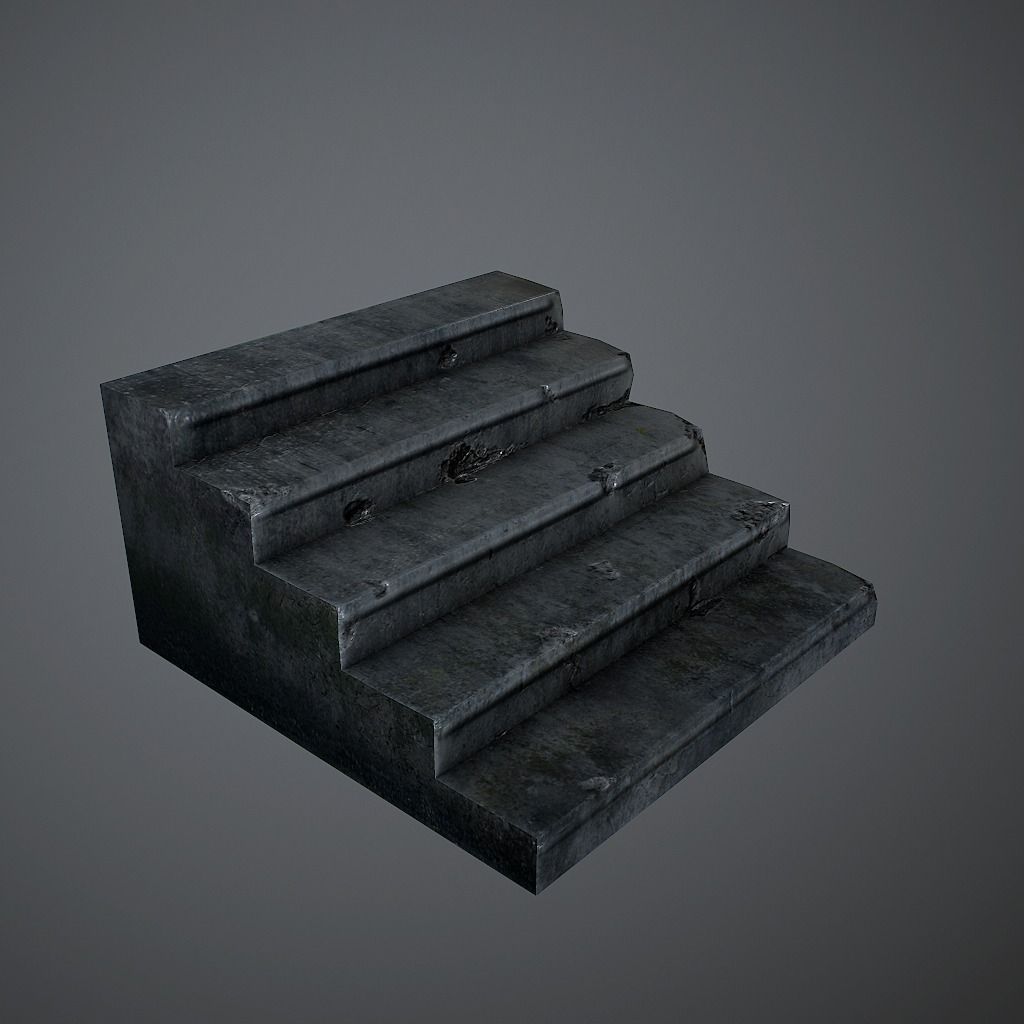 Old Stairs Low-poly 3D model_2