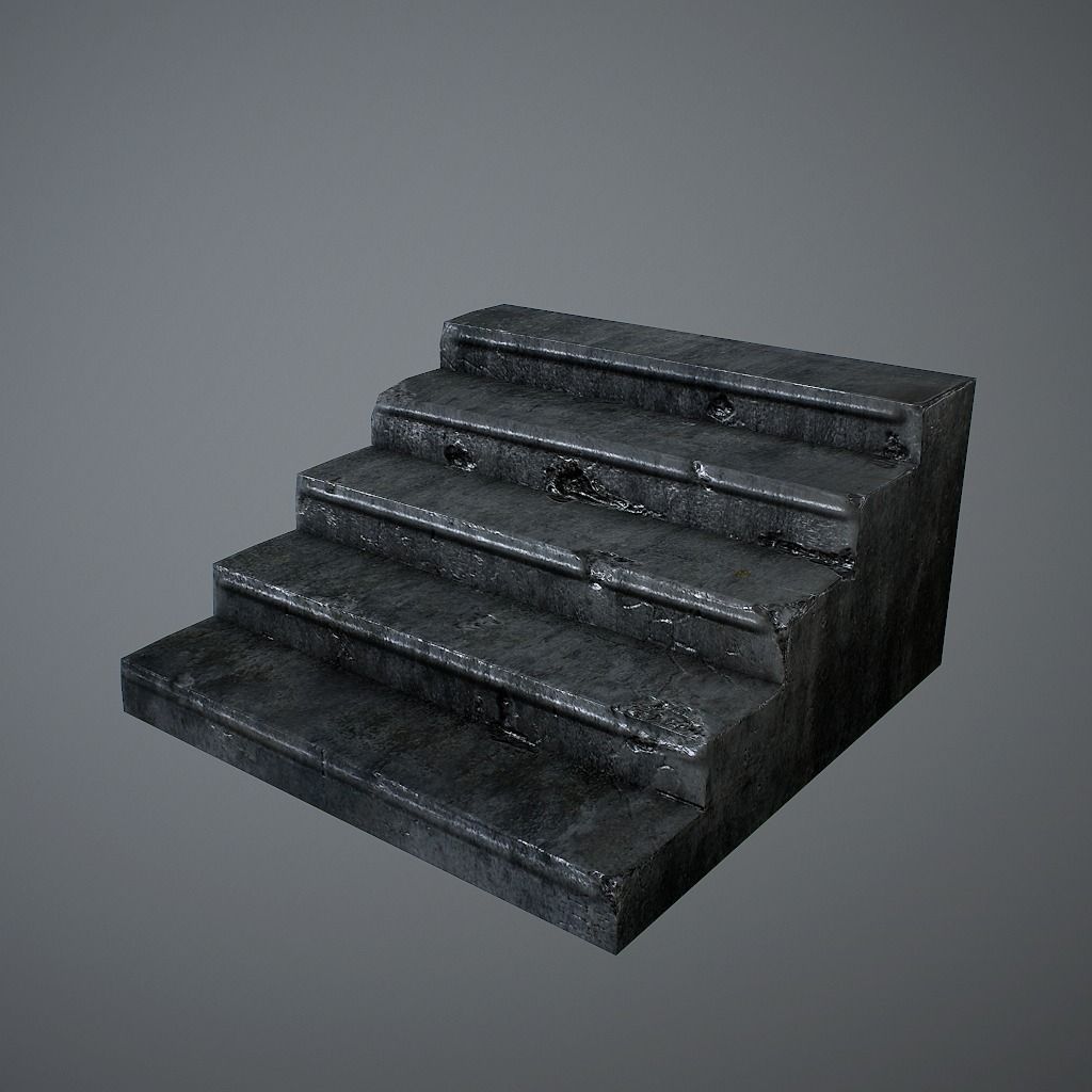 Old Stairs Low-poly 3D model_0
