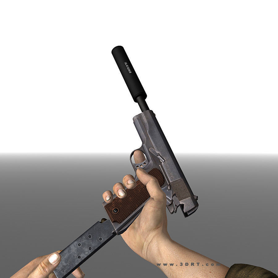 3D model 3DRT - Modern Firearms Animated - M1911 Pistol VR / AR / low ...