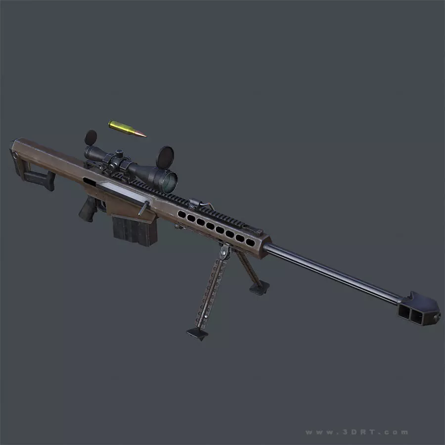 3DRT - Modern Firearms Animated - M107 Low-poly 3D model_0