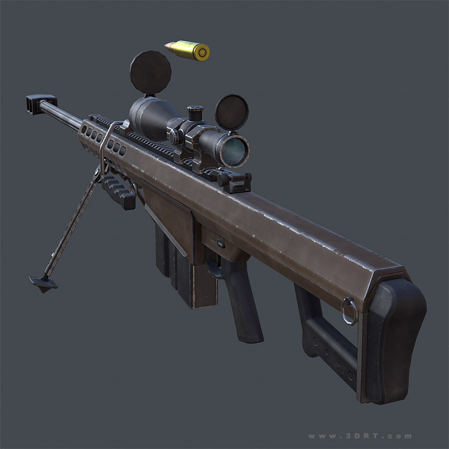 3DRT - Modern Firearms Animated - M107 Low-poly 3D model_1