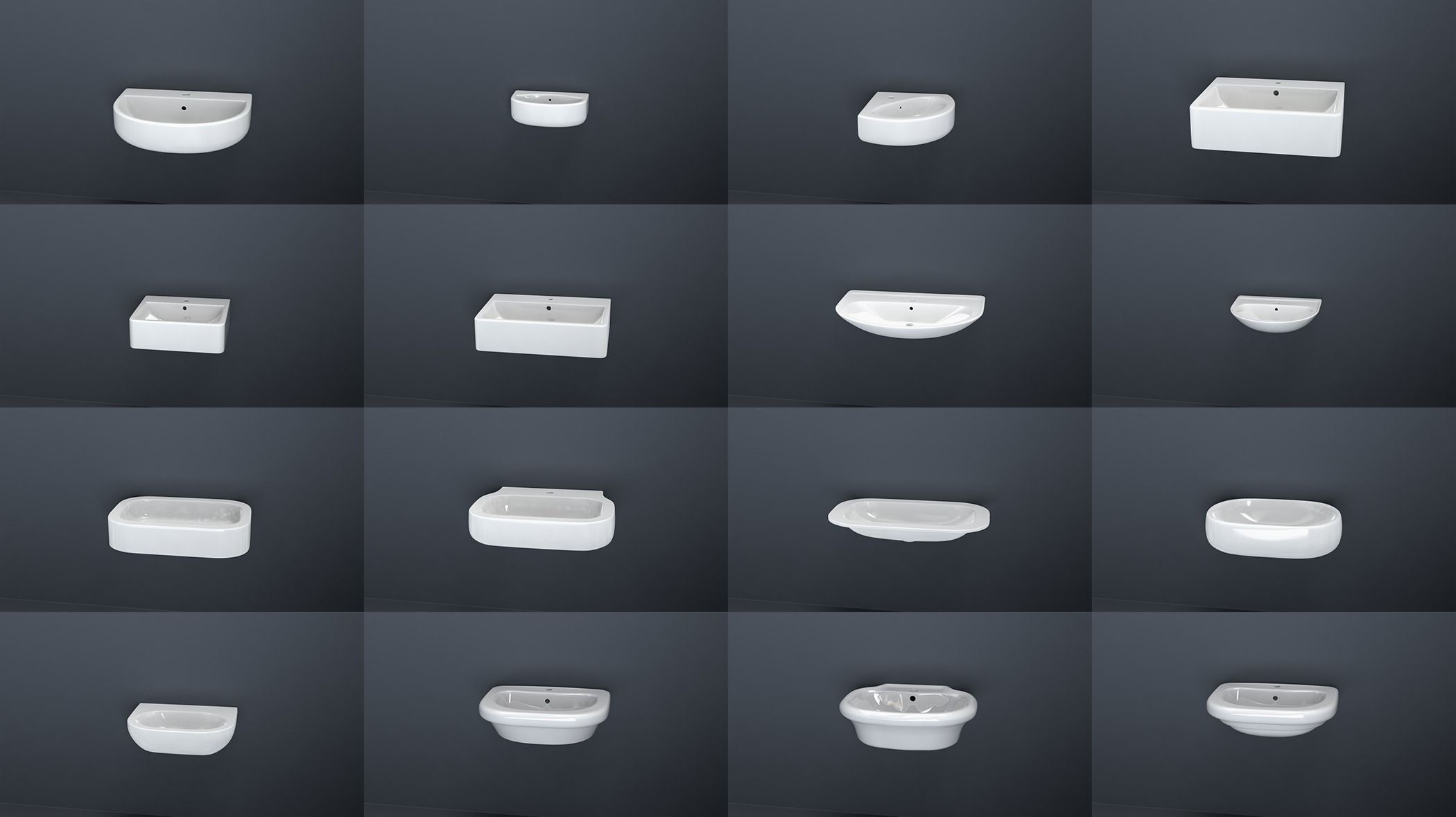 Bathroom sinks  collection volume 1 Low-poly 3D model_0