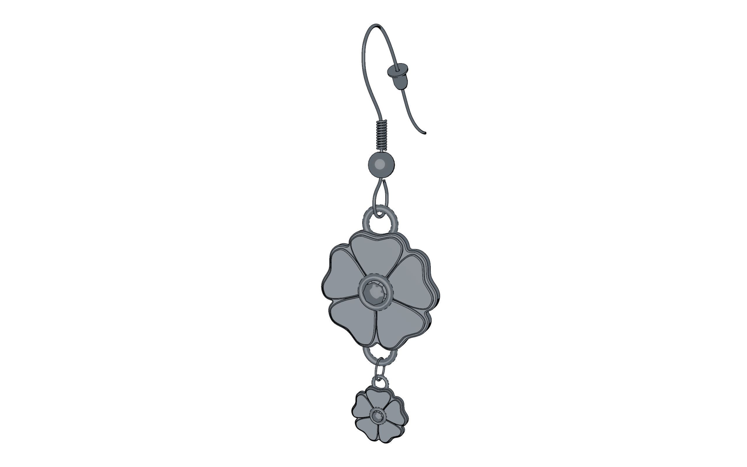 Gothic Flower Earring 3D print model_1
