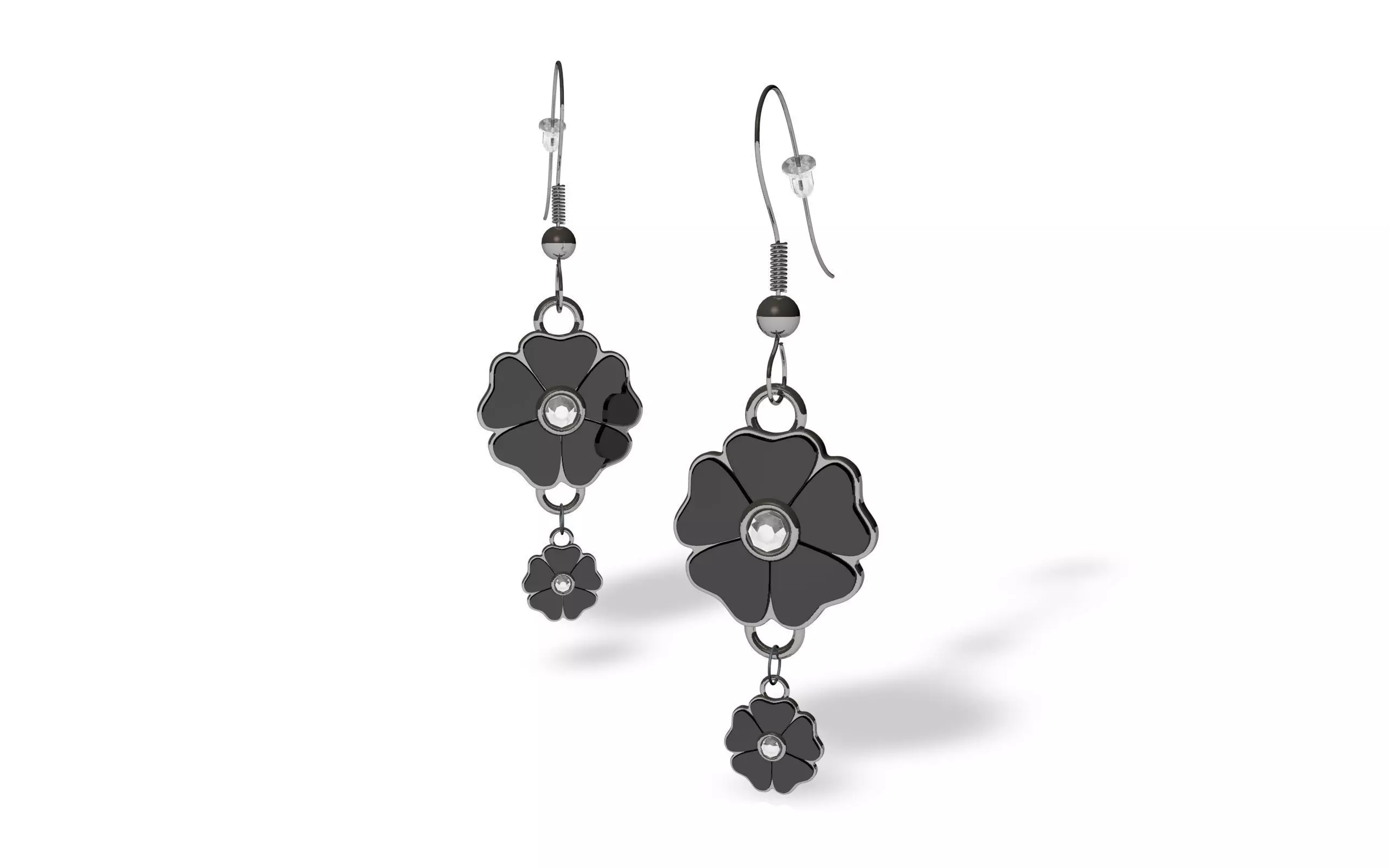 Gothic Flower Earring 3D print model_0