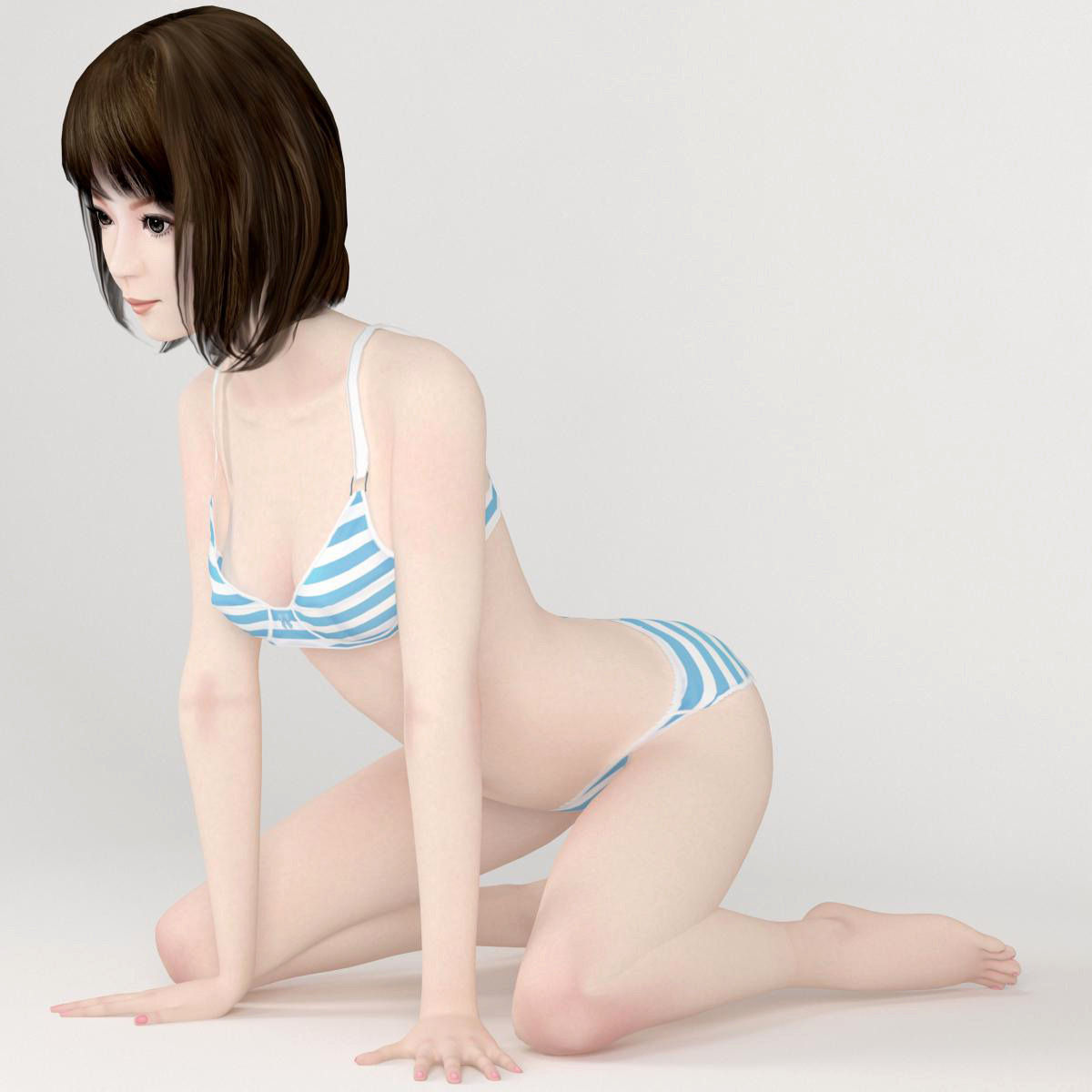 8 poses of Mariko in pink dress 3D model_23