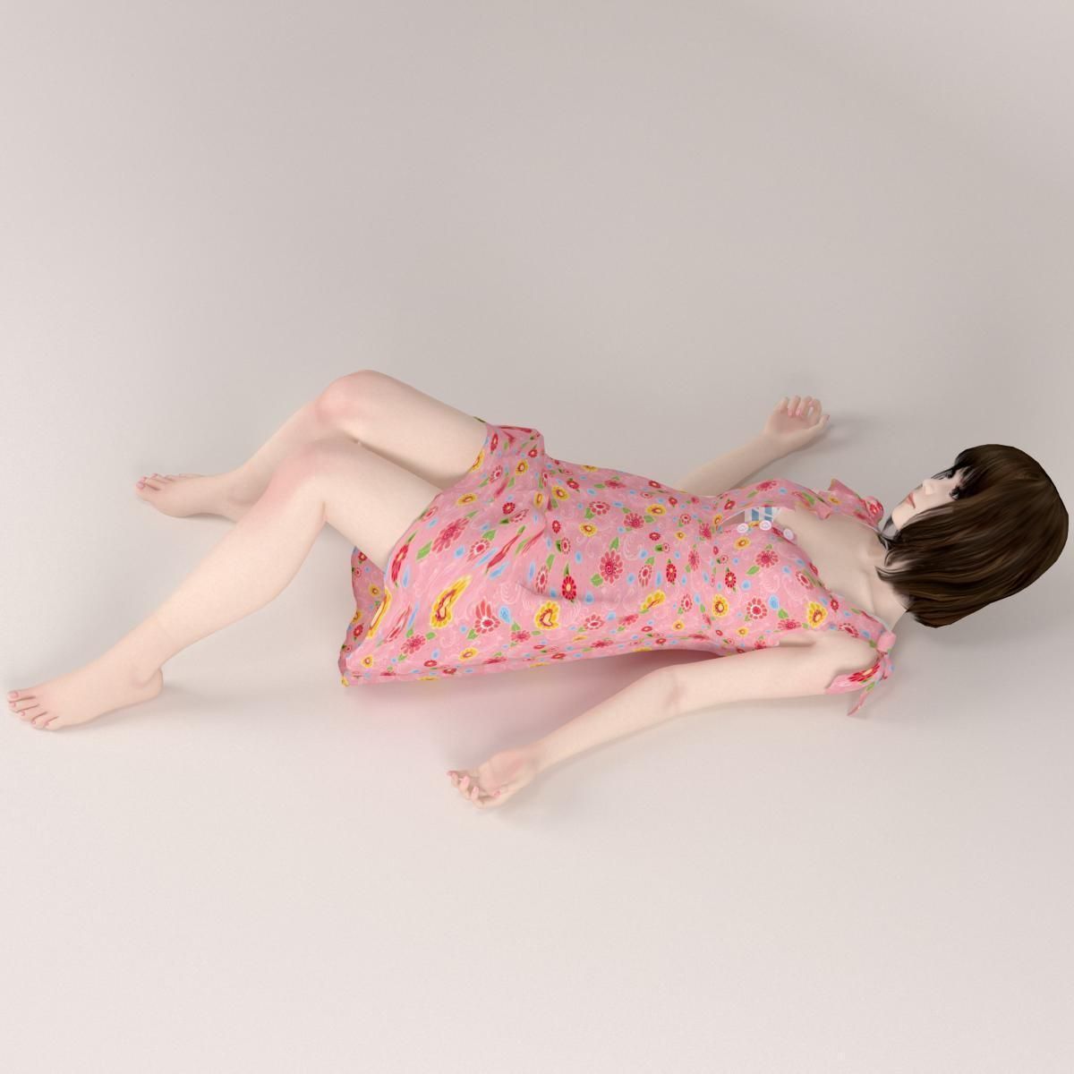8 poses of Mariko in pink dress 3D model_26