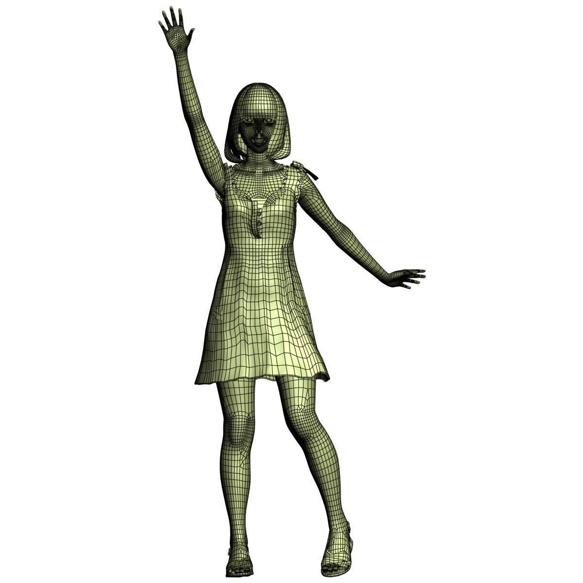 8 poses of Mariko in pink dress 3D model_33