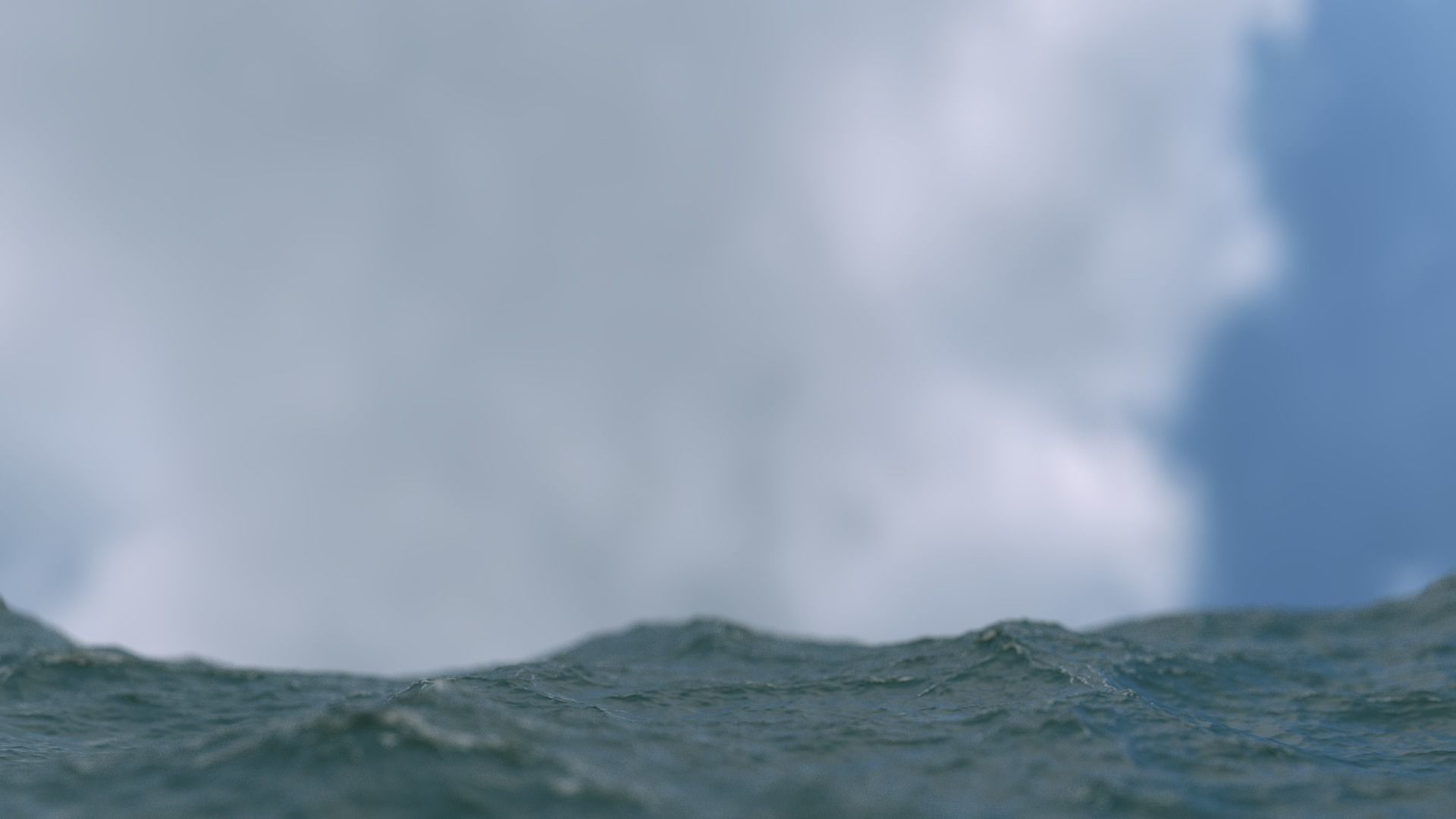 Ocean sea wave with clouds in sky 3D model_2