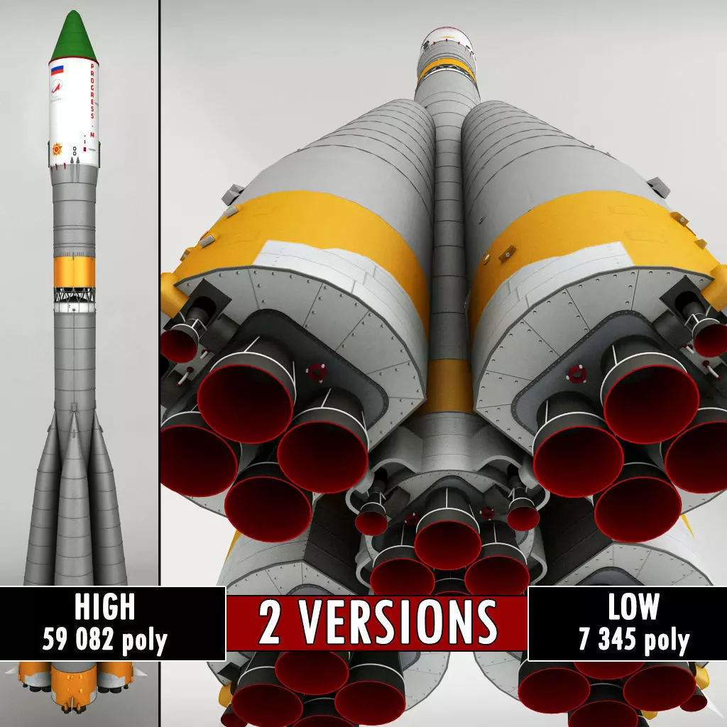 Space Launcher Progress Soyuz-FG 3D model