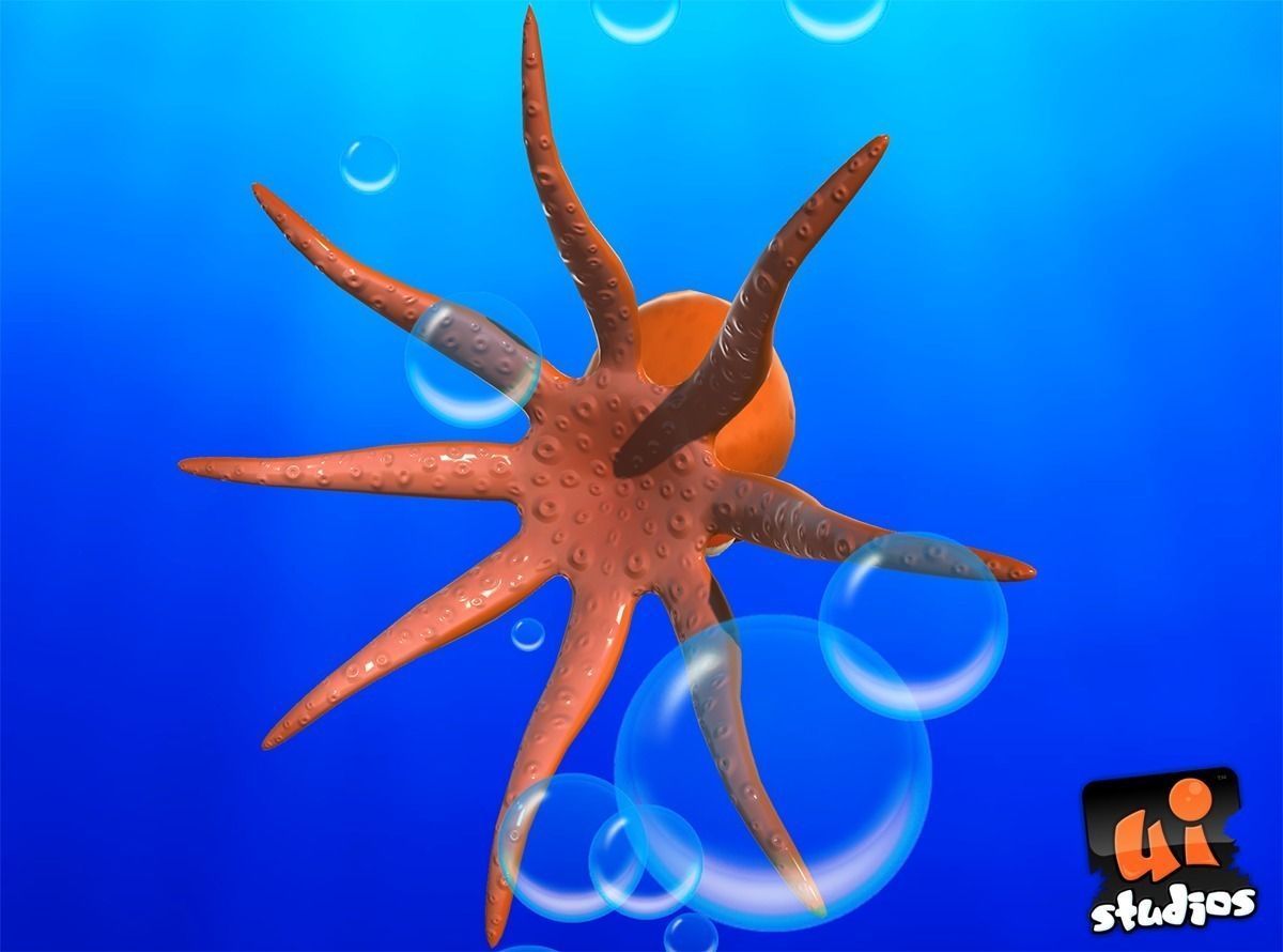 Cartoon Octopus Low-poly 3D model_3
