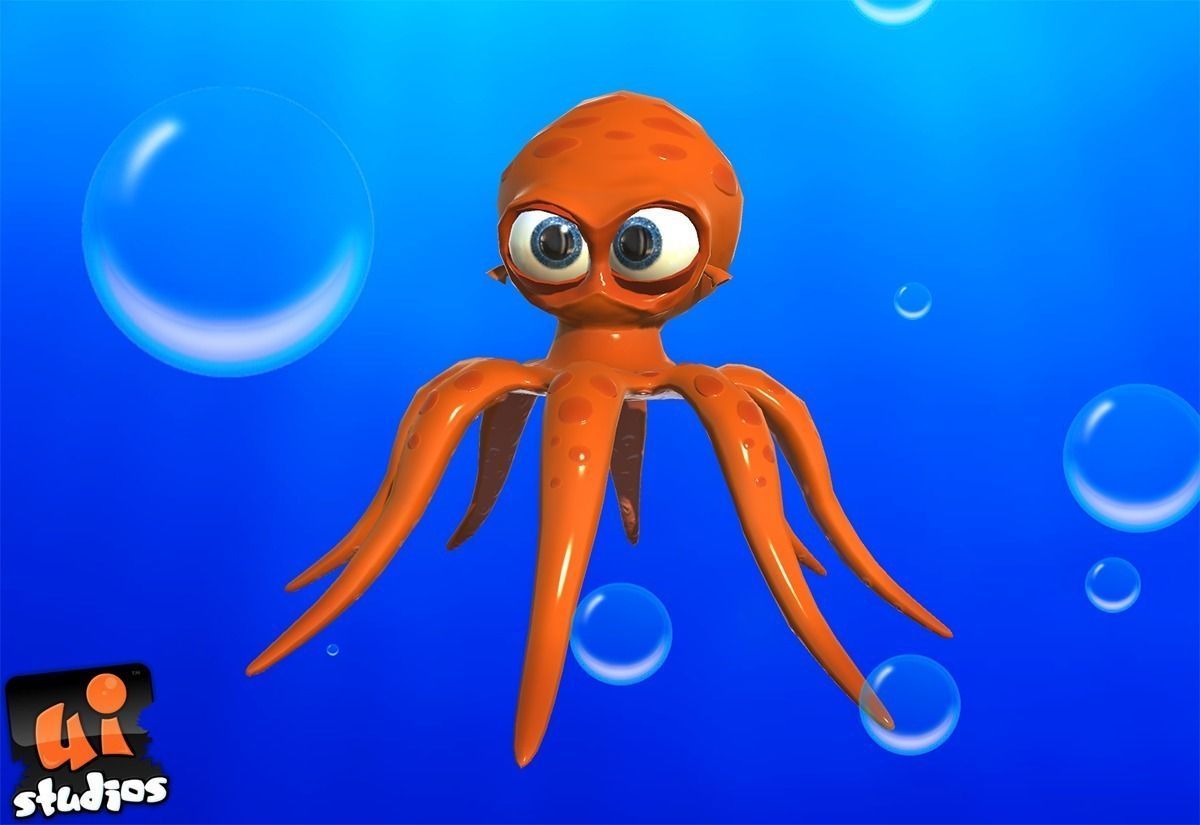 Cartoon Octopus Low-poly 3D model_0